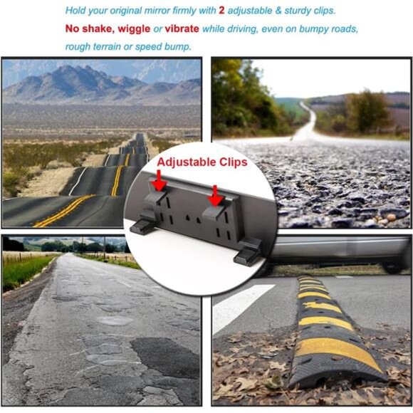 Rear View Mirror, Universal 11.4Inch Interior Clip On Rearview Mirror,Anti Glare - Picture 6 of 7